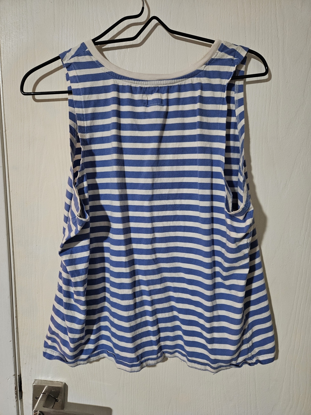 Pact Blue and White Softspun Striped V-Neck Tank Top - Picture 2 of 7